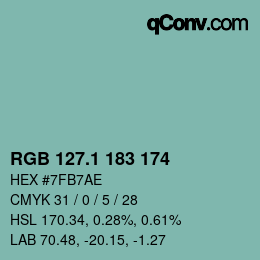 Color code: RGB 127.1 183 174 | qconv.com