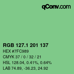 カラーコード: RGB 127.1 201 137 | qconv.com