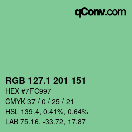 カラーコード: RGB 127.1 201 151 | qconv.com