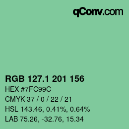 カラーコード: RGB 127.1 201 156 | qconv.com