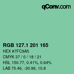 カラーコード: RGB 127.1 201 165 | qconv.com