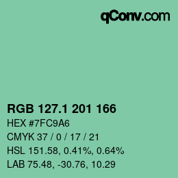 カラーコード: RGB 127.1 201 166 | qconv.com