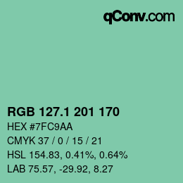 カラーコード: RGB 127.1 201 170 | qconv.com