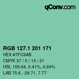 カラーコード: RGB 127.1 201 171 | qconv.com