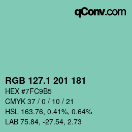 カラーコード: RGB 127.1 201 181 | qconv.com