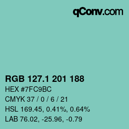Farbcode: RGB 127.1 201 188 | qconv.com
