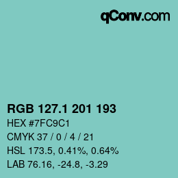カラーコード: RGB 127.1 201 193 | qconv.com