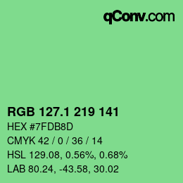 カラーコード: RGB 127.1 219 141 | qconv.com