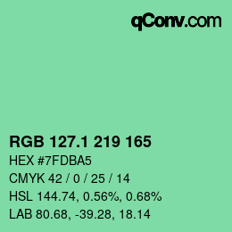 カラーコード: RGB 127.1 219 165 | qconv.com