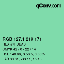 カラーコード: RGB 127.1 219 171 | qconv.com