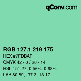 カラーコード: RGB 127.1 219 175 | qconv.com