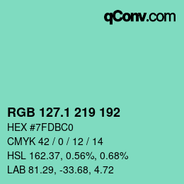 Color code: RGB 127.1 219 192 | qconv.com
