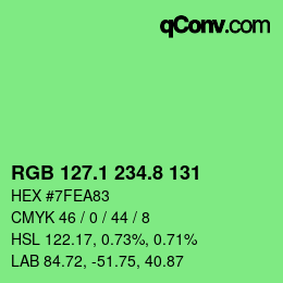カラーコード: RGB 127.1 234.8 131 | qconv.com