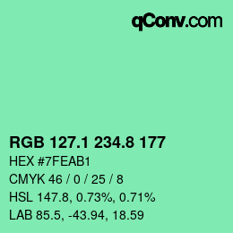 カラーコード: RGB 127.1 234.8 177 | qconv.com