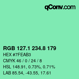 カラーコード: RGB 127.1 234.8 179 | qconv.com