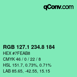 カラーコード: RGB 127.1 234.8 184 | qconv.com