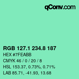 カラーコード: RGB 127.1 234.8 187 | qconv.com
