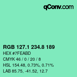 カラーコード: RGB 127.1 234.8 189 | qconv.com