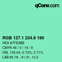 カラーコード: RGB 127.1 234.8 190 | qconv.com