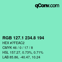 カラーコード: RGB 127.1 234.8 194 | qconv.com