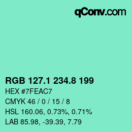 カラーコード: RGB 127.1 234.8 199 | qconv.com