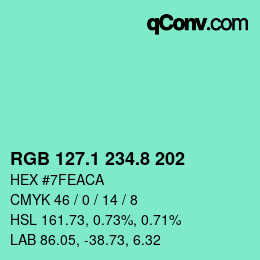 カラーコード: RGB 127.1 234.8 202 | qconv.com