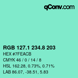 カラーコード: RGB 127.1 234.8 203 | qconv.com