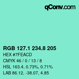 カラーコード: RGB 127.1 234.8 205 | qconv.com