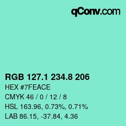 Color code: RGB 127.1 234.8 206 | qconv.com