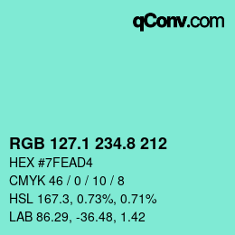 カラーコード: RGB 127.1 234.8 212 | qconv.com