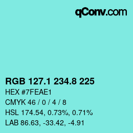 Color code: RGB 127.1 234.8 225 | qconv.com