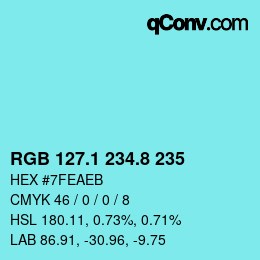 Color code: RGB 127.1 234.8 235 | qconv.com