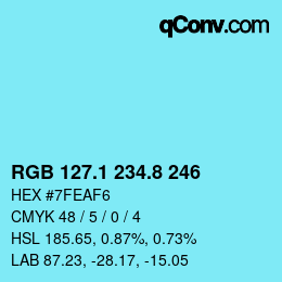 Color code: RGB 127.1 234.8 246 | qconv.com