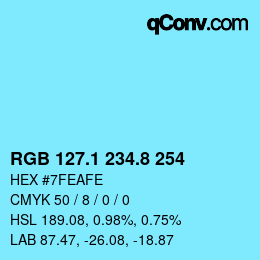 Color code: RGB 127.1 234.8 254 | qconv.com