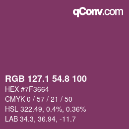 カラーコード: RGB 127.1 54.8 100 | qconv.com