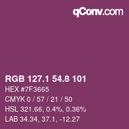 カラーコード: RGB 127.1 54.8 101 | qconv.com