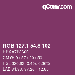 カラーコード: RGB 127.1 54.8 102 | qconv.com