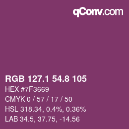 カラーコード: RGB 127.1 54.8 105 | qconv.com