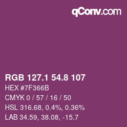 カラーコード: RGB 127.1 54.8 107 | qconv.com