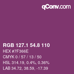 カラーコード: RGB 127.1 54.8 110 | qconv.com