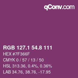 カラーコード: RGB 127.1 54.8 111 | qconv.com