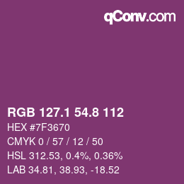 カラーコード: RGB 127.1 54.8 112 | qconv.com