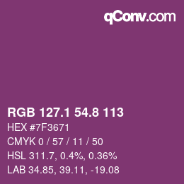 カラーコード: RGB 127.1 54.8 113 | qconv.com
