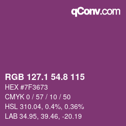 カラーコード: RGB 127.1 54.8 115 | qconv.com