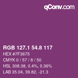 カラーコード: RGB 127.1 54.8 117 | qconv.com