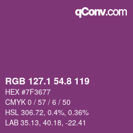 カラーコード: RGB 127.1 54.8 119 | qconv.com