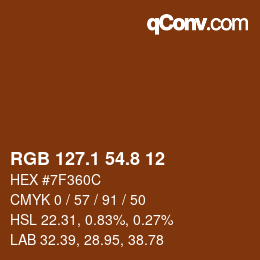 Color code: RGB 127.1 54.8 12 | qconv.com