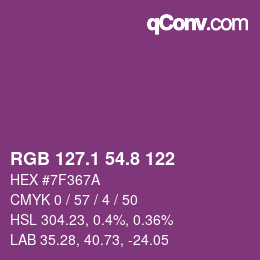 カラーコード: RGB 127.1 54.8 122 | qconv.com