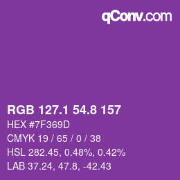 カラーコード: RGB 127.1 54.8 157 | qconv.com