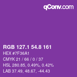 カラーコード: RGB 127.1 54.8 161 | qconv.com